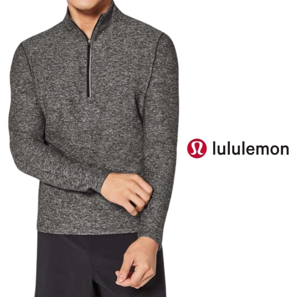 Lululemon Surge Warm 1/2 Zip Heathered Black - Size Large